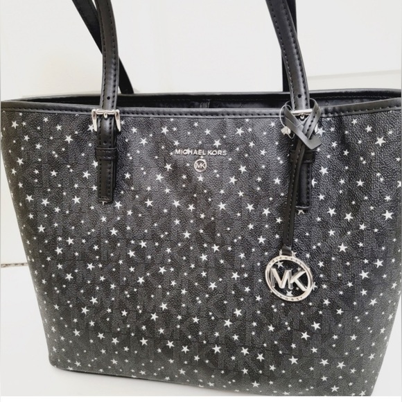 Michael Kors Handbags - Michael Kors Black W/Silver Stars Jet Set Tote